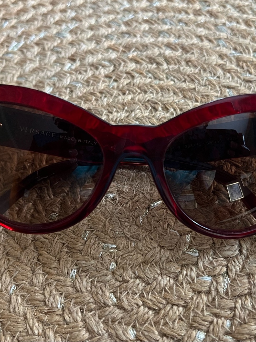 Versace Red Cat Eye Sunglasses Medusa Accent Made in Italy